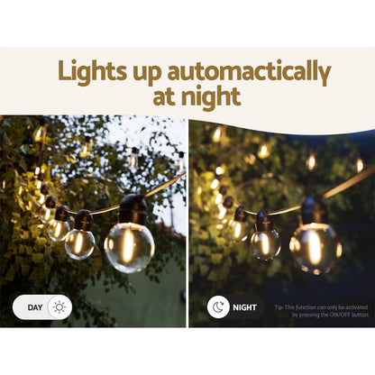 Jingle Jollys 17m Festoon Lights Solar Powered LED String Lighting Outdoor-Occasions &gt; Lights-PEROZ Accessories