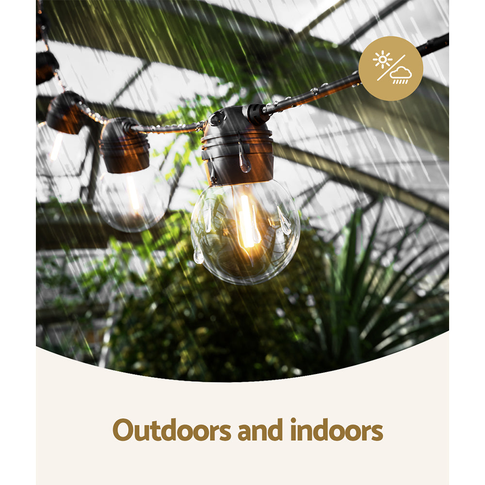 Jingle Jollys 17m Festoon Lights Solar Powered LED String Lighting Outdoor-Occasions &gt; Lights-PEROZ Accessories