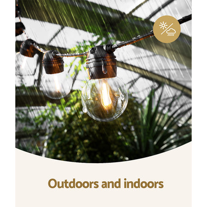 Jingle Jollys 17m Festoon Lights Solar Powered LED String Lighting Outdoor-Occasions &gt; Lights-PEROZ Accessories