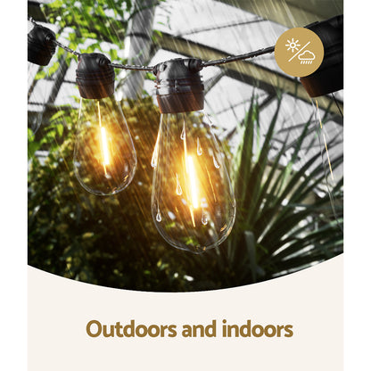 Jingle Jollys LED Solar Festoon Lights 17m String Light Outdoor Christmas Party-Occasions &gt; Lights-PEROZ Accessories