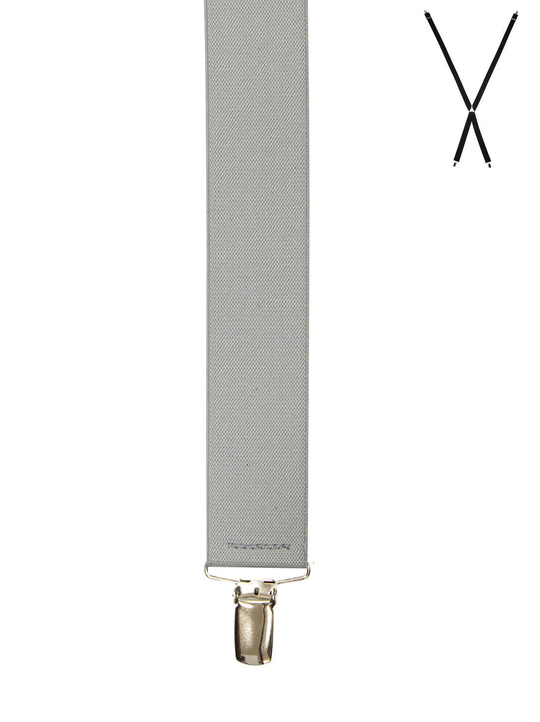 BRACES. X-Back with Nickel Clips. Plain Light Grey. 35mm width.-Braces-PEROZ Accessories
