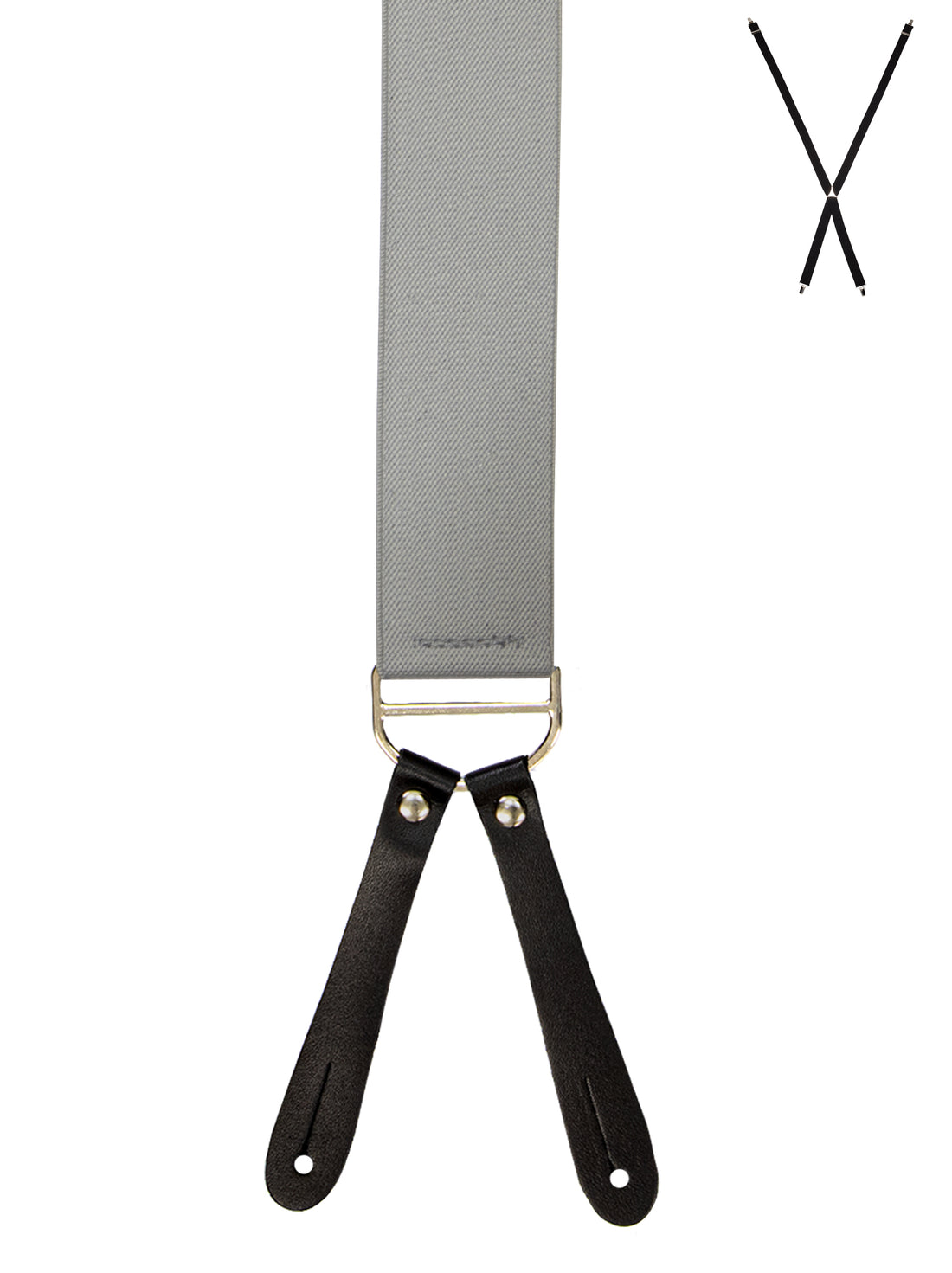 BRACES. X-Back with Leather Ends. Plain Light Grey. 35mm width.-Braces-PEROZ Accessories