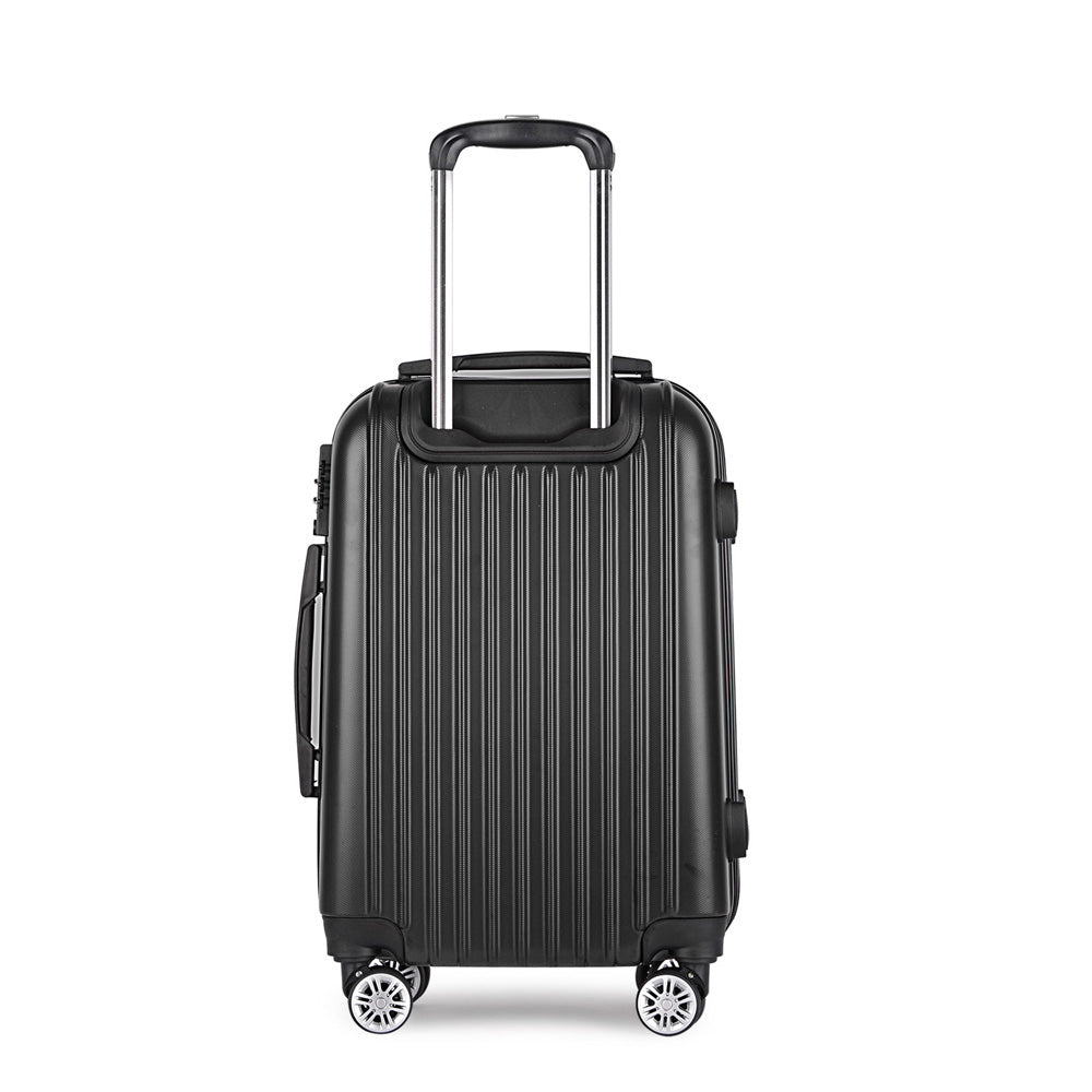 Wanderlite 20&quot; 55cm Luggage Trolley Travel Set Suitcase Carry On Hard Shell Case Sets Lightweight Black-Luggage-PEROZ Accessories