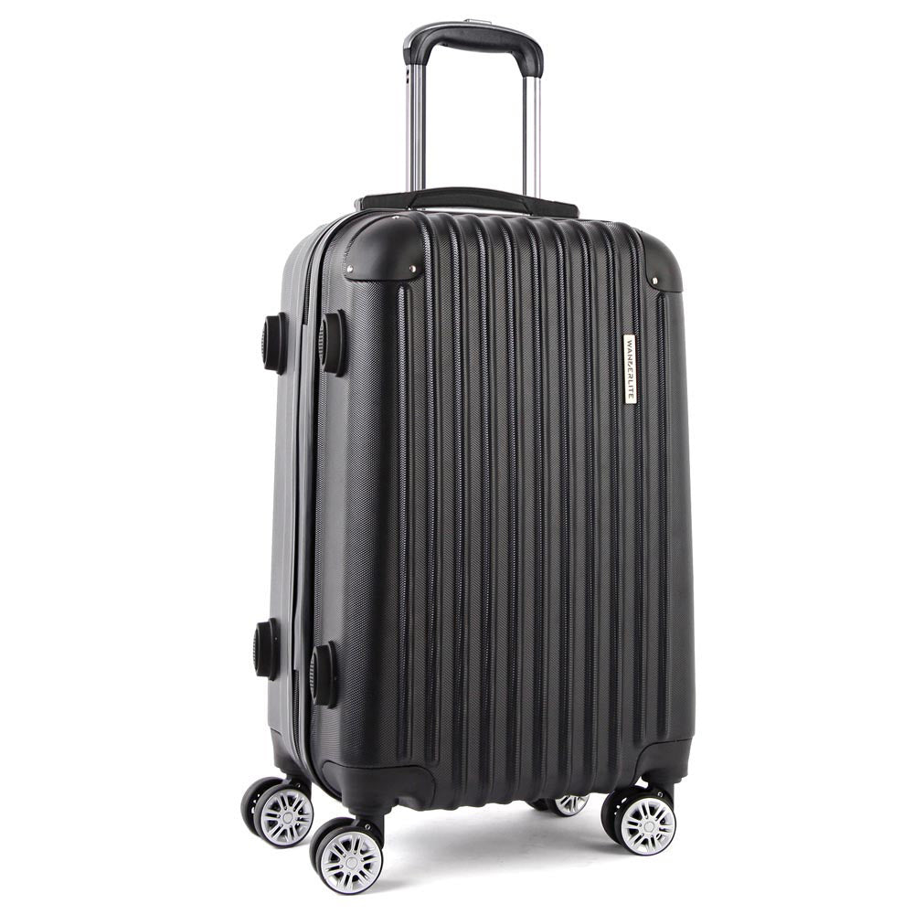 Wanderlite 28&quot; 75cm Luggage Trolley Travel Set Suitcase Carry On Hard Case TSA Lock Lightweight Black-Luggage-PEROZ Accessories