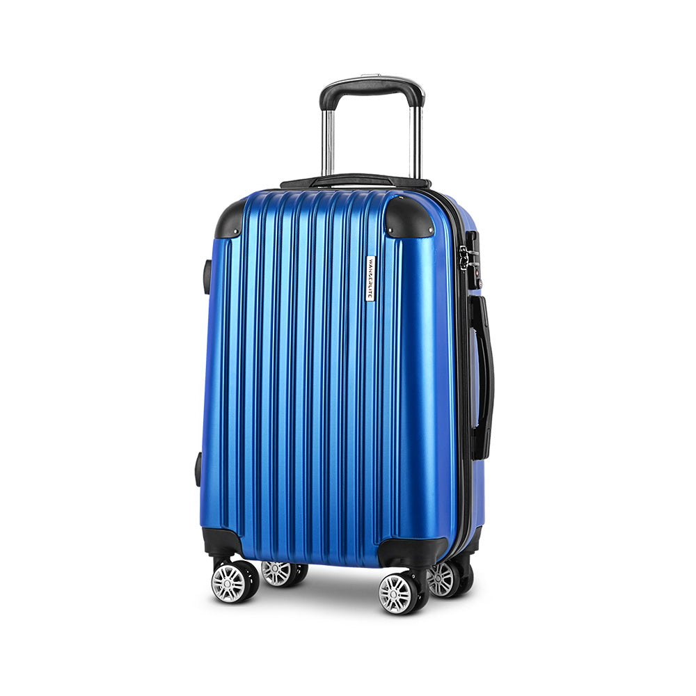 Wanderlite 28&quot; 75cm Luggage Trolley Travel Suitcase Set Carry On Hard Case TSA Lock Lightweight Blue-Luggage-PEROZ Accessories