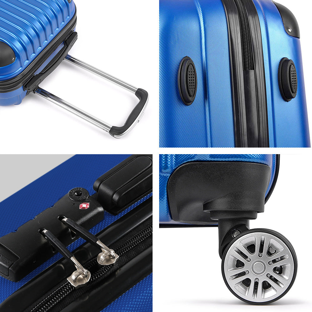 Wanderlite 28&quot; 75cm Luggage Trolley Travel Suitcase Set Carry On Hard Case TSA Lock Lightweight Blue-Luggage-PEROZ Accessories