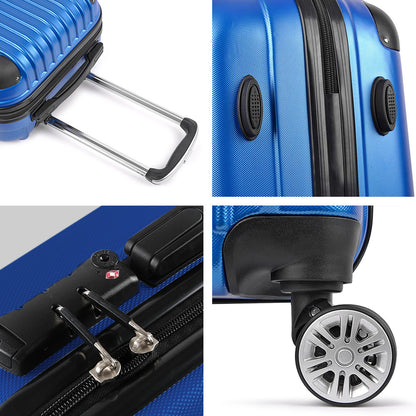 Wanderlite 28&quot; 75cm Luggage Trolley Travel Suitcase Set Carry On Hard Case TSA Lock Lightweight Blue-Luggage-PEROZ Accessories
