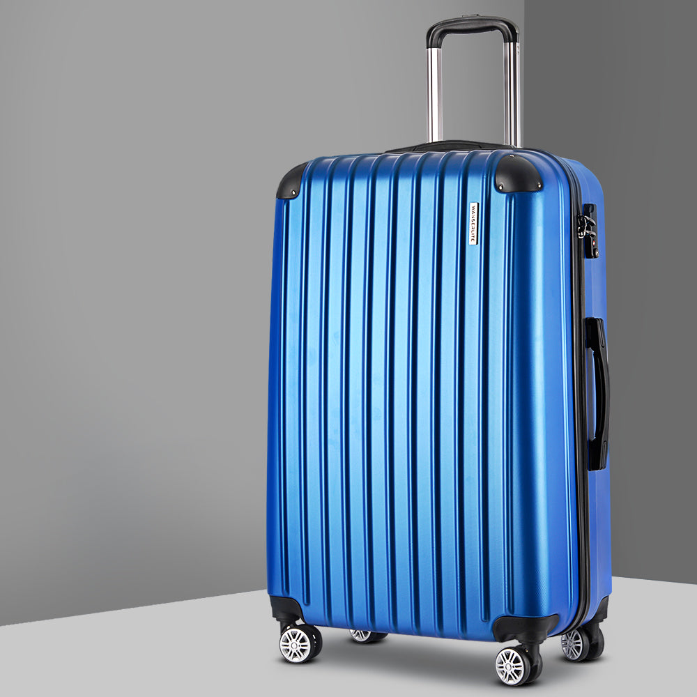 Wanderlite 28&quot; 75cm Luggage Trolley Travel Suitcase Set Carry On Hard Case TSA Lock Lightweight Blue-Luggage-PEROZ Accessories