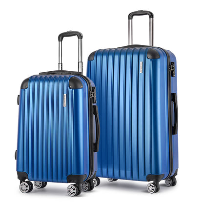 Wanderlite 2pcs Luggage Trolley Set Travel Suitcase Hard Case Carry On Bag Blue-Luggage-PEROZ Accessories