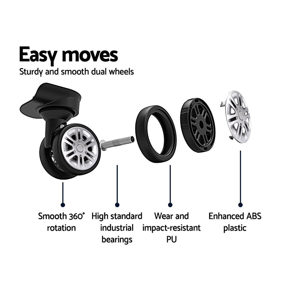 Wanderlite 3pcs Luggage Trolley Set Travel Suitcase Hard Case Carry On Bag Blue-Luggage-PEROZ Accessories