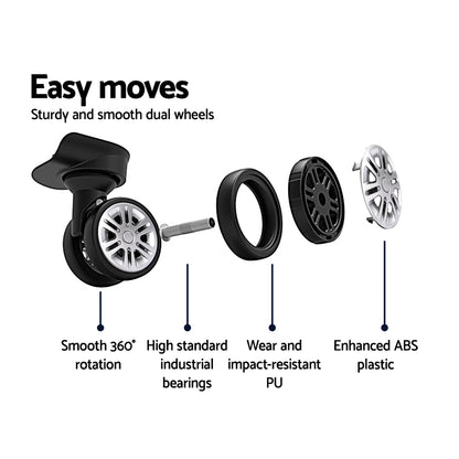 Wanderlite 3pcs Luggage Trolley Set Travel Suitcase Hard Case Carry On Bag Blue-Luggage-PEROZ Accessories