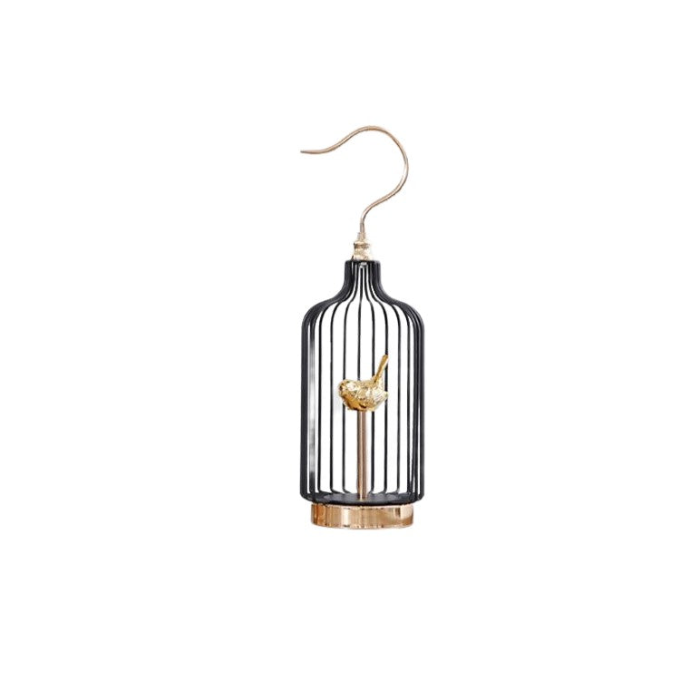 Anyhouz 42cm Golder Handle Birdcage Tabletop Home Decor Modern Art Living Room Display House Decorative Crafts Metal Ornaments-Tabletop Decor-PEROZ Accessories