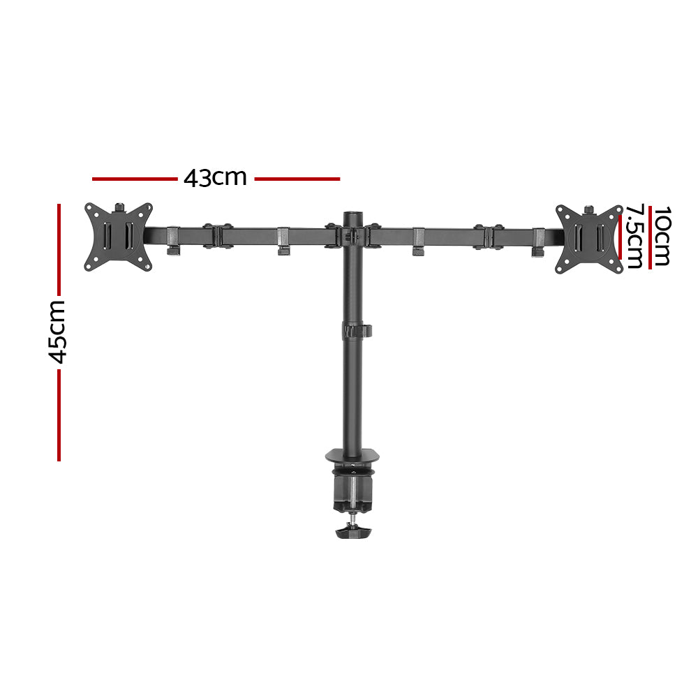 Artiss Monitor Arm Mount Dual 32&quot; Black-Furniture &gt; Office-PEROZ Accessories