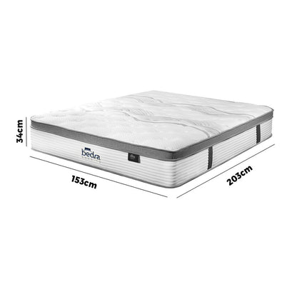 Queen Mattress Euro Top Bed Mattress Pocket Spring Medium Firm 34cm 7 Zone Bedra-Mattress-PEROZ Accessories
