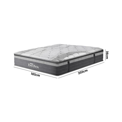 Bedra King Mattress Breathable Spring Euro Top Natural Latex Foam 36cm 7 zone-Mattress-PEROZ Accessories