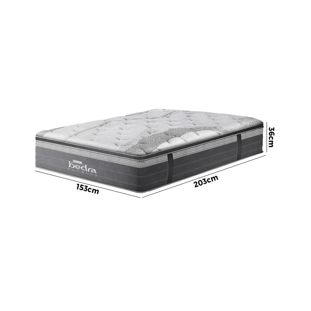 Bedra Queen Mattress Breathable Spring Euro Top Natural Latex Foam 36cm 7 zone-Mattress-PEROZ Accessories