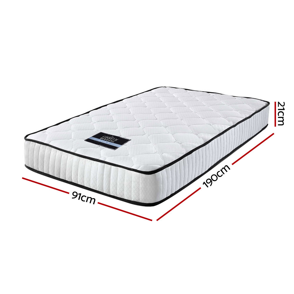 Giselle Bedding Peyton Pocket Spring Mattress 21cm Thick Single-Furniture &gt; Mattresses-PEROZ Accessories