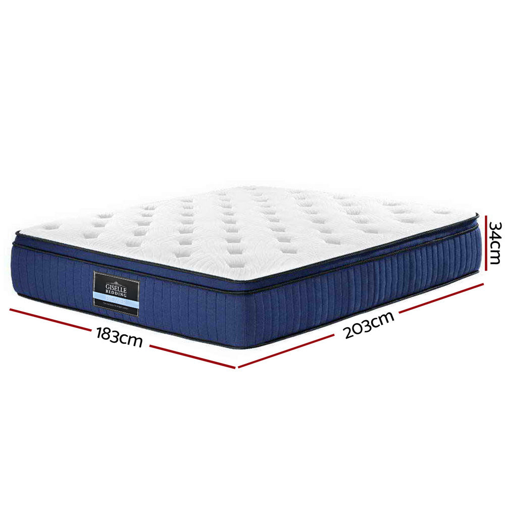 Giselle Bedding Franky Euro Top Cool Gel Pocket Spring Mattress 34cm Thick King-Furniture &gt; Mattresses-PEROZ Accessories