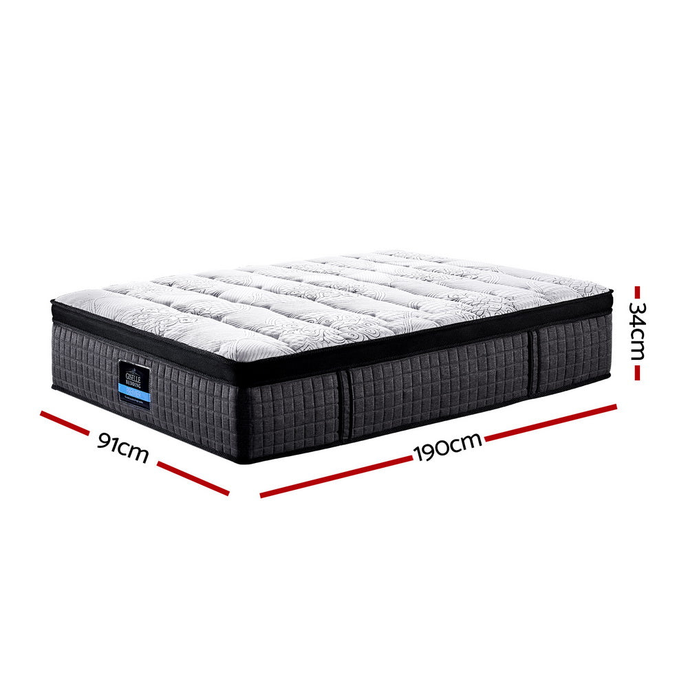 Giselle Single Bed Mattress 9 Zone Pocket Spring Latex Foam Medium Firm 34cm-Furniture &gt; Mattresses-PEROZ Accessories