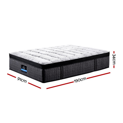 Giselle Single Bed Mattress 9 Zone Pocket Spring Latex Foam Medium Firm 34cm-Furniture &gt; Mattresses-PEROZ Accessories