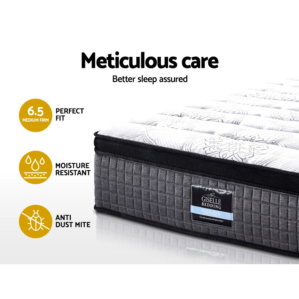 Giselle Single Bed Mattress 9 Zone Pocket Spring Latex Foam Medium Firm 34cm-Furniture &gt; Mattresses-PEROZ Accessories