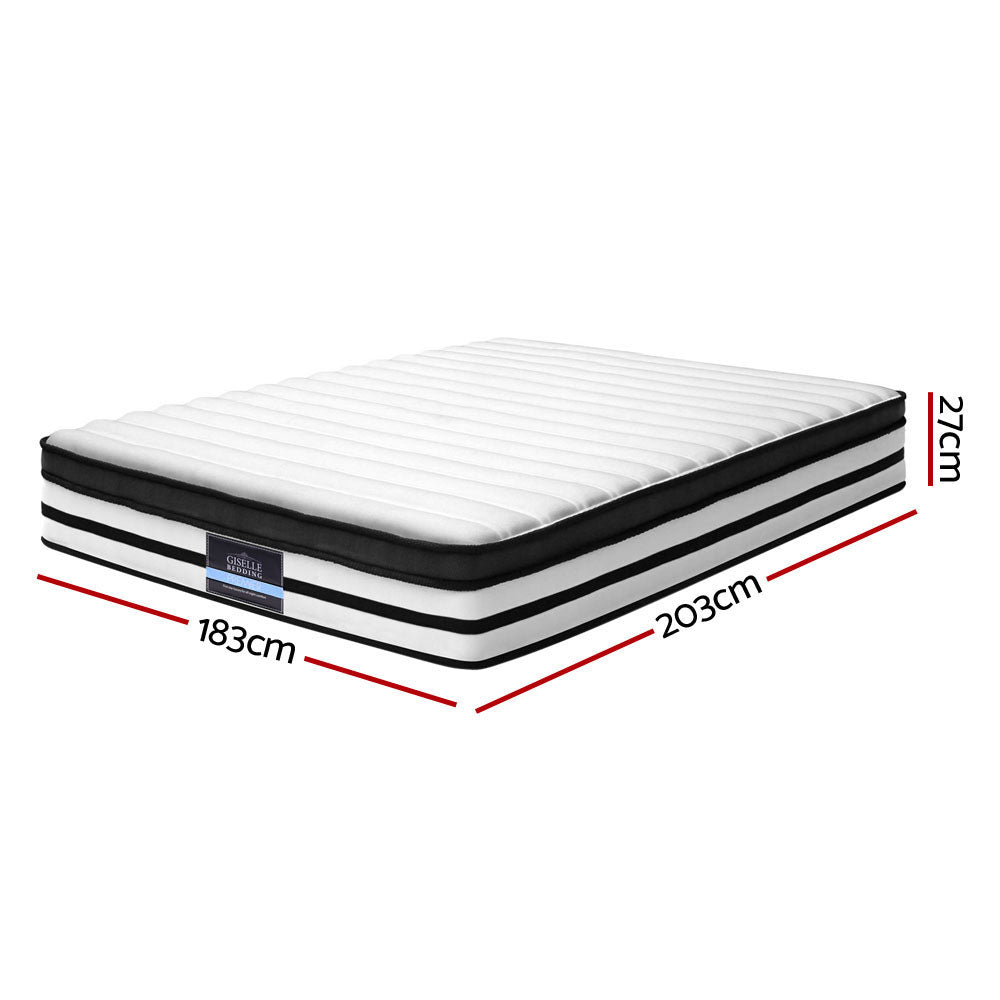 Giselle KING Mattress Size Bed Euro Top 5 Zone Pocket Spring Plush Foam 27CM-Furniture &gt; Mattresses-PEROZ Accessories