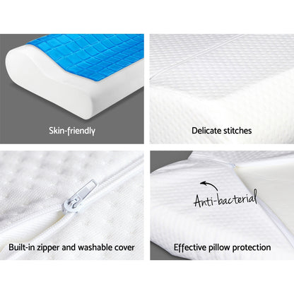 Giselle Bedding Set of 2 Cool Gell Memory Foam Pillows-Home &amp; Garden &gt; Bedding-PEROZ Accessories