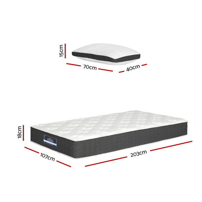 Giselle Bedding Mattress Medium Soft Mattresses Pillow Pocket Spring King Single-Furniture &gt; Mattresses-PEROZ Accessories