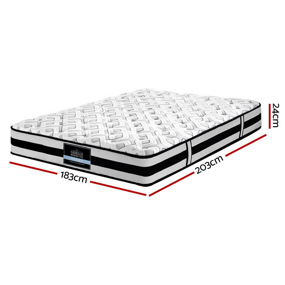 Giselle Bedding Rumba Tight Top Pocket Spring Mattress 24cm Thick King-Furniture &gt; Mattresses-PEROZ Accessories