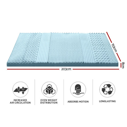 Giselle Bedding Memory Foam Mattress Topper 7-Zone 8cm Queen-Furniture &gt; Mattresses-PEROZ Accessories