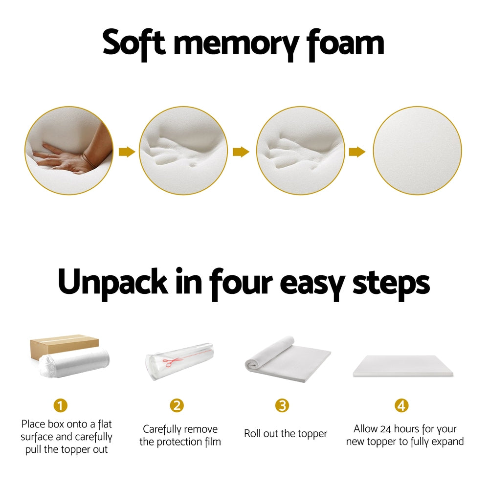 Giselle Bedding Memory Foam Mattress Topper 7-Zone Airflow Pad 8cm Single White-Furniture &gt; Mattresses-PEROZ Accessories