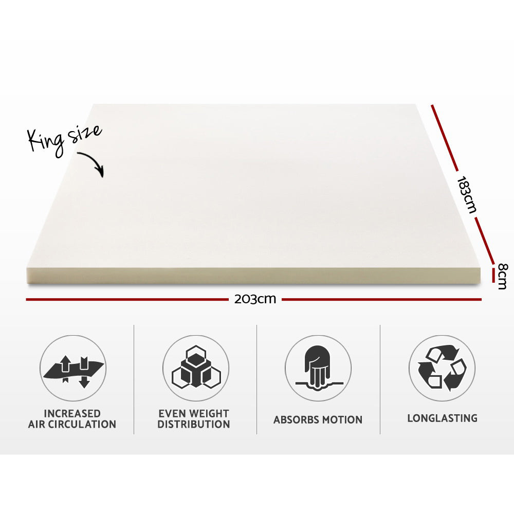 Giselle Bedding Memory Foam Mattress Topper w/Cover 8cm - King-Furniture &gt; Mattresses-PEROZ Accessories