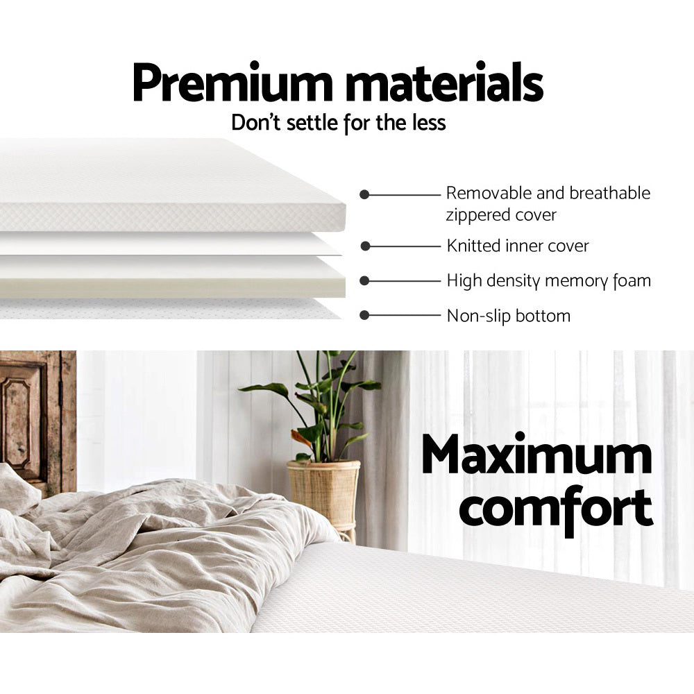 Giselle Bedding Memory Foam Mattress Topper w/Cover 8cm - Queen-Furniture &gt; Mattresses-PEROZ Accessories