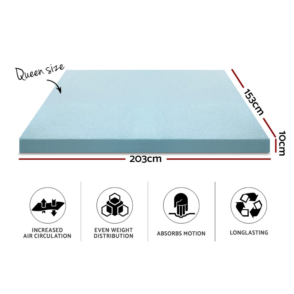 Giselle Bedding Cool Gel Memory Foam Mattress Topper w/Bamboo Cover 10cm - Queen-Furniture &gt; Mattresses-PEROZ Accessories