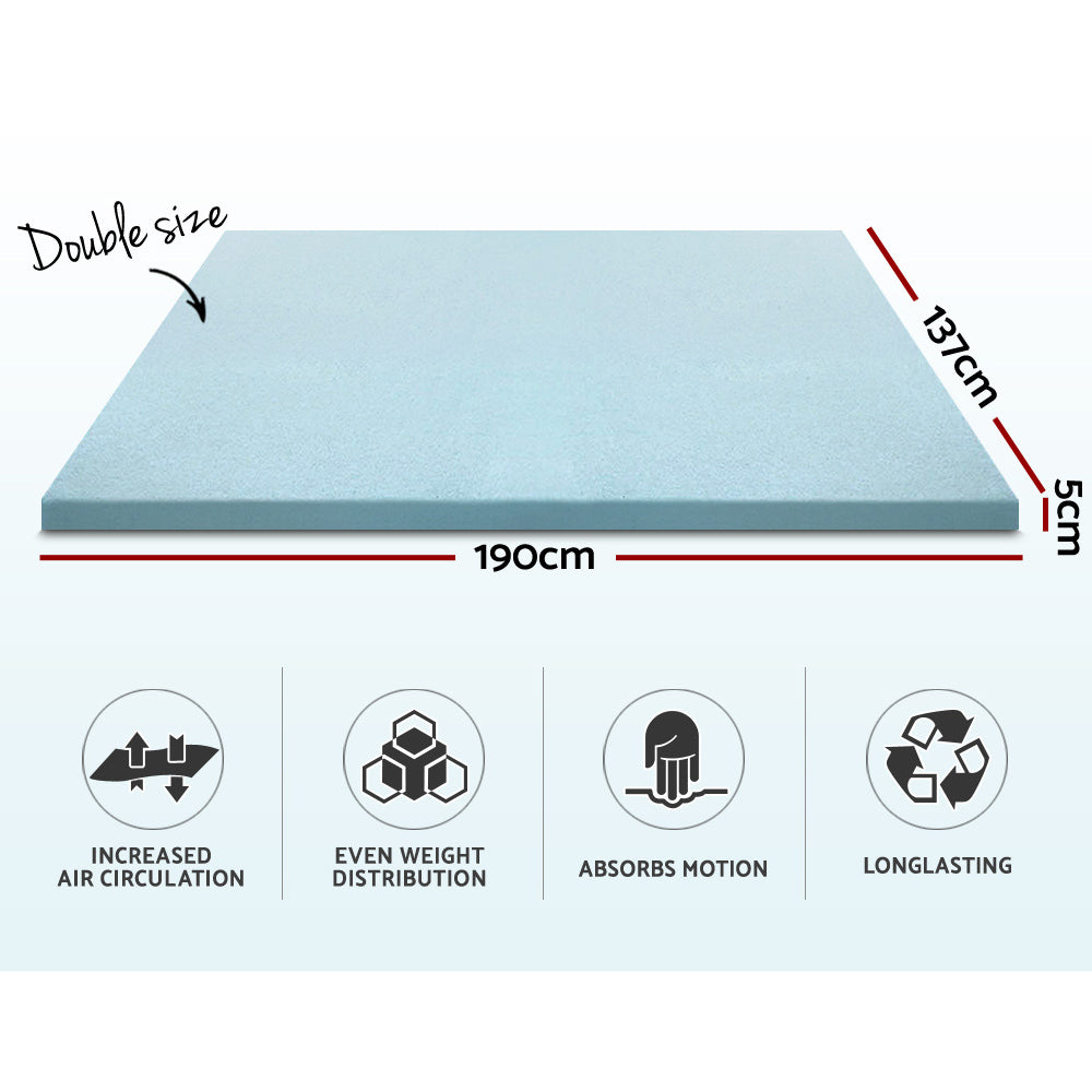 Giselle Bedding Cool Gel Memory Foam Mattress Topper w/Bamboo Cover 5cm - Double-Furniture &gt; Mattresses-PEROZ Accessories
