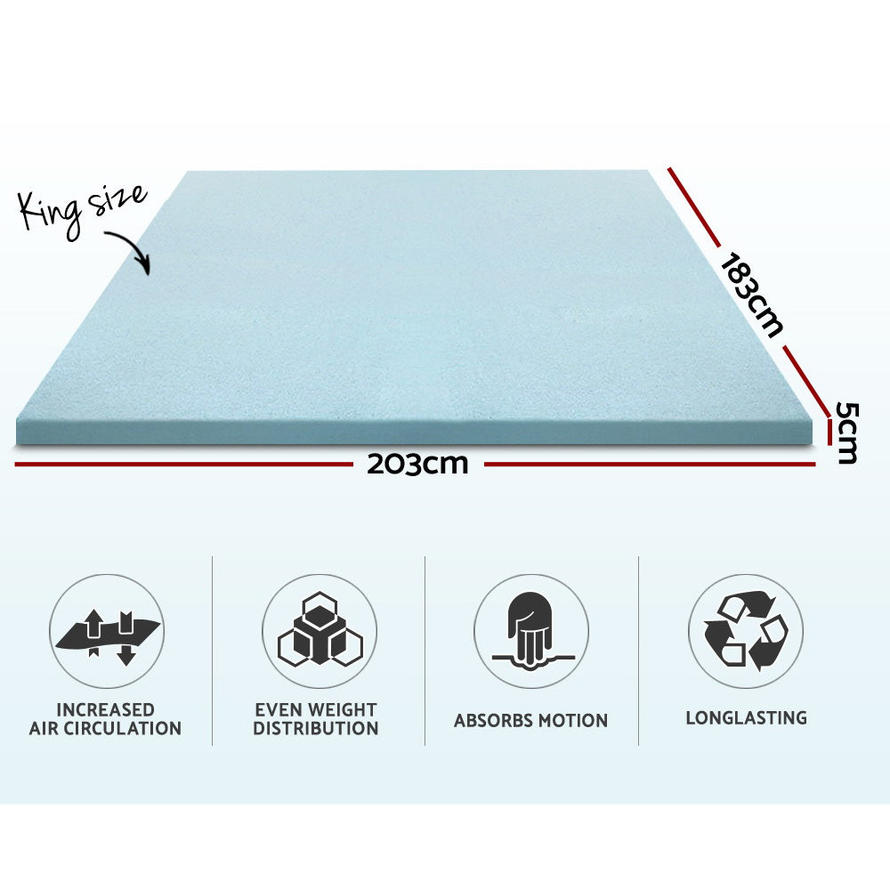 Giselle Bedding Cool Gel Memory Foam Mattress Topper w/Bamboo Cover 5cm - King-Furniture &gt; Mattresses-PEROZ Accessories