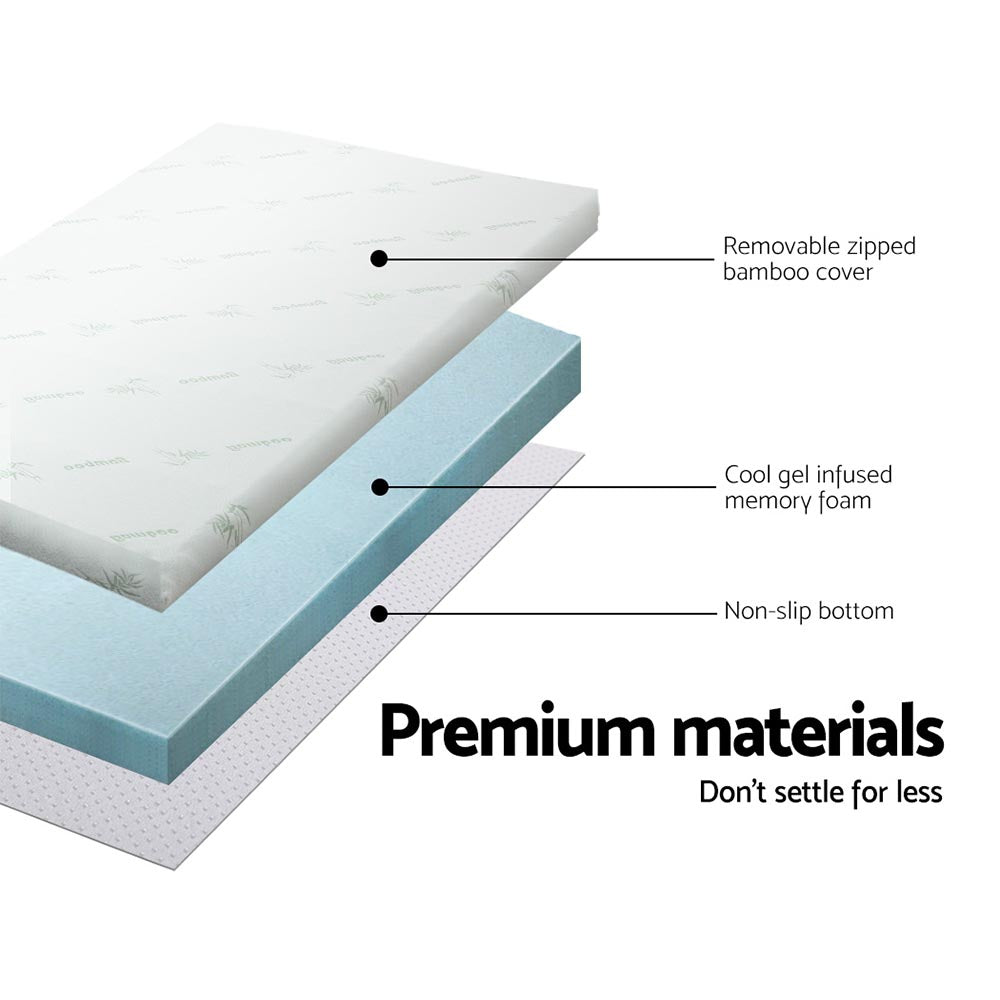 Giselle Bedding Cool Gel Memory Foam Mattress Topper w/Bamboo Cover 5cm - King-Furniture &gt; Mattresses-PEROZ Accessories