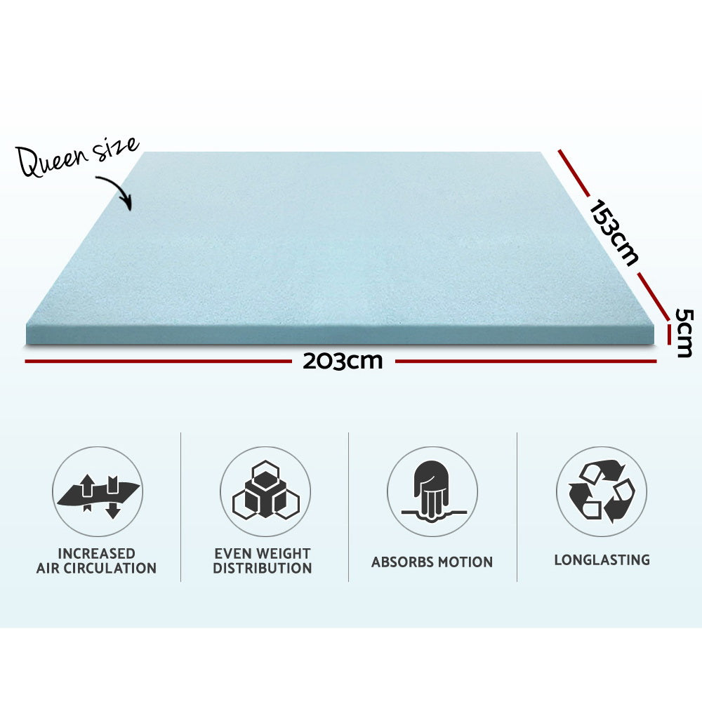 Giselle Bedding Cool Gel Memory Foam Mattress Topper w/Bamboo Cover 5cm - Queen-Furniture &gt; Mattresses-PEROZ Accessories