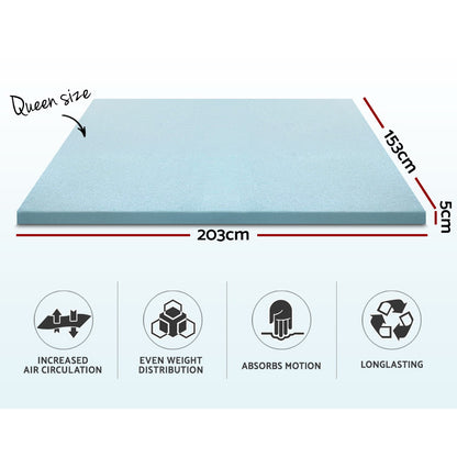 Giselle Bedding Cool Gel Memory Foam Mattress Topper w/Bamboo Cover 5cm - Queen-Furniture &gt; Mattresses-PEROZ Accessories