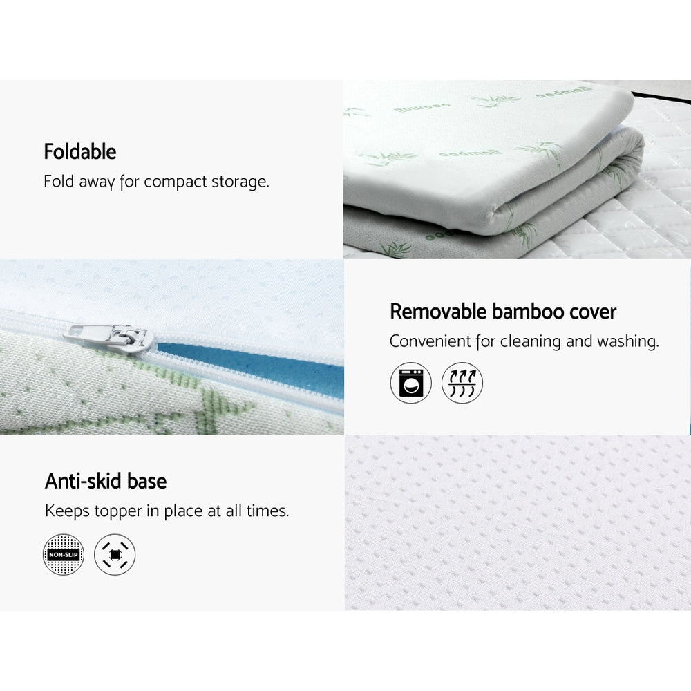 Giselle Bedding Cool Gel Memory Foam Mattress Topper w/Bamboo Cover 5cm - Queen-Furniture &gt; Mattresses-PEROZ Accessories