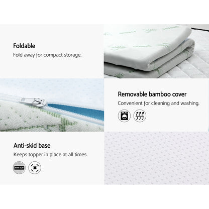 Giselle Bedding Cool Gel Memory Foam Mattress Topper w/Bamboo Cover 5cm - Queen-Furniture &gt; Mattresses-PEROZ Accessories