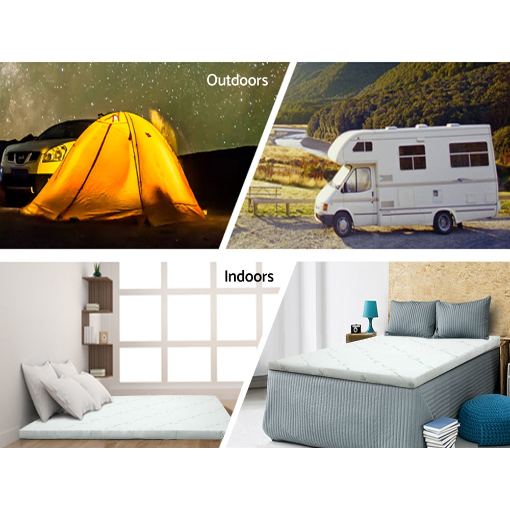 Giselle Bedding Cool Gel Memory Foam Mattress Topper w/Bamboo Cover 5cm - Queen-Furniture &gt; Mattresses-PEROZ Accessories