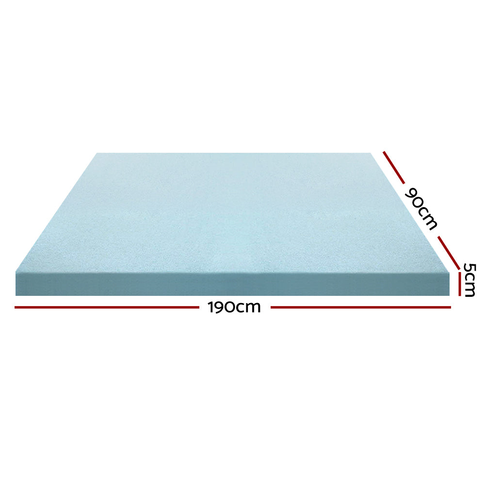 Giselle Bedding Cool Gel Memory Foam Mattress Topper w/Bamboo Cover 5cm - Single-Furniture &gt; Mattresses-PEROZ Accessories