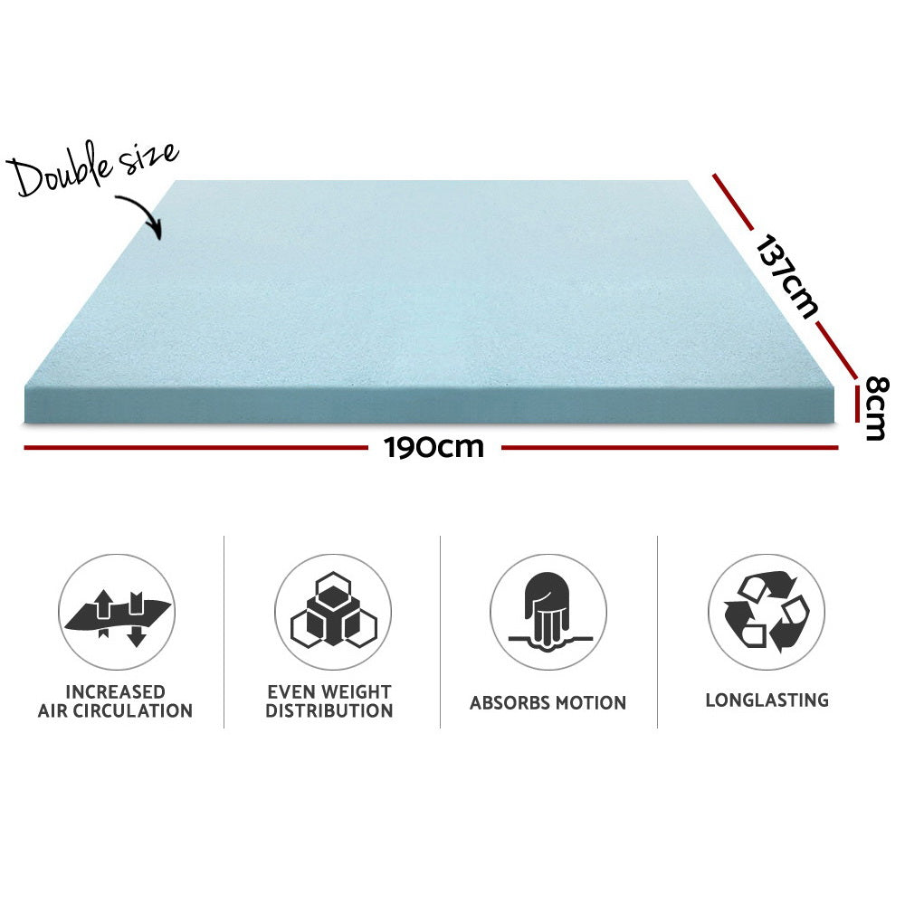 Giselle Bedding Cool Gel Memory Foam Mattress Topper w/Bamboo Cover 8cm - Double-Furniture &gt; Mattresses-PEROZ Accessories