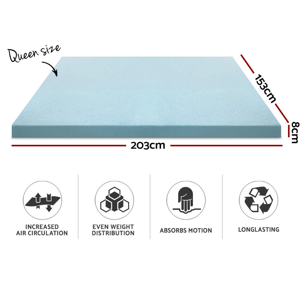Giselle Bedding Cool Gel Memory Foam Mattress Topper w/Bamboo Cover 8cm - Queen-Furniture &gt; Mattresses-PEROZ Accessories