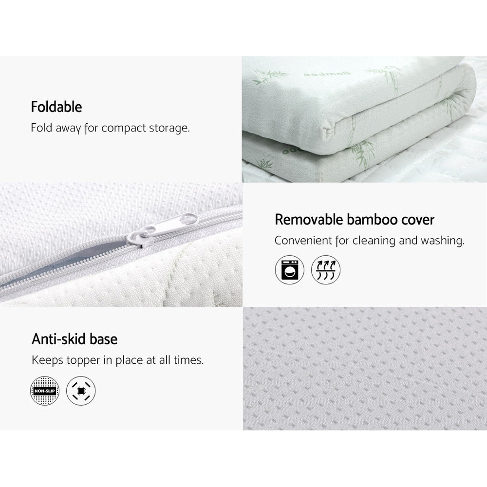 Giselle Bedding Cool Gel Memory Foam Mattress Topper w/Bamboo Cover 8cm - Single-Furniture &gt; Mattresses-PEROZ Accessories