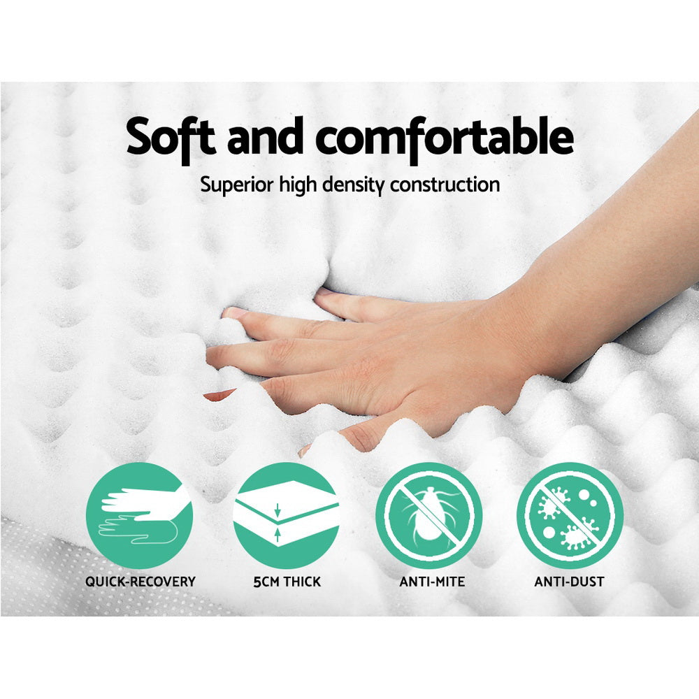 Giselle Bedding Mattress Topper Egg Crate Foam Toppers Bed Protector Underlay D-Furniture &gt; Mattresses-PEROZ Accessories