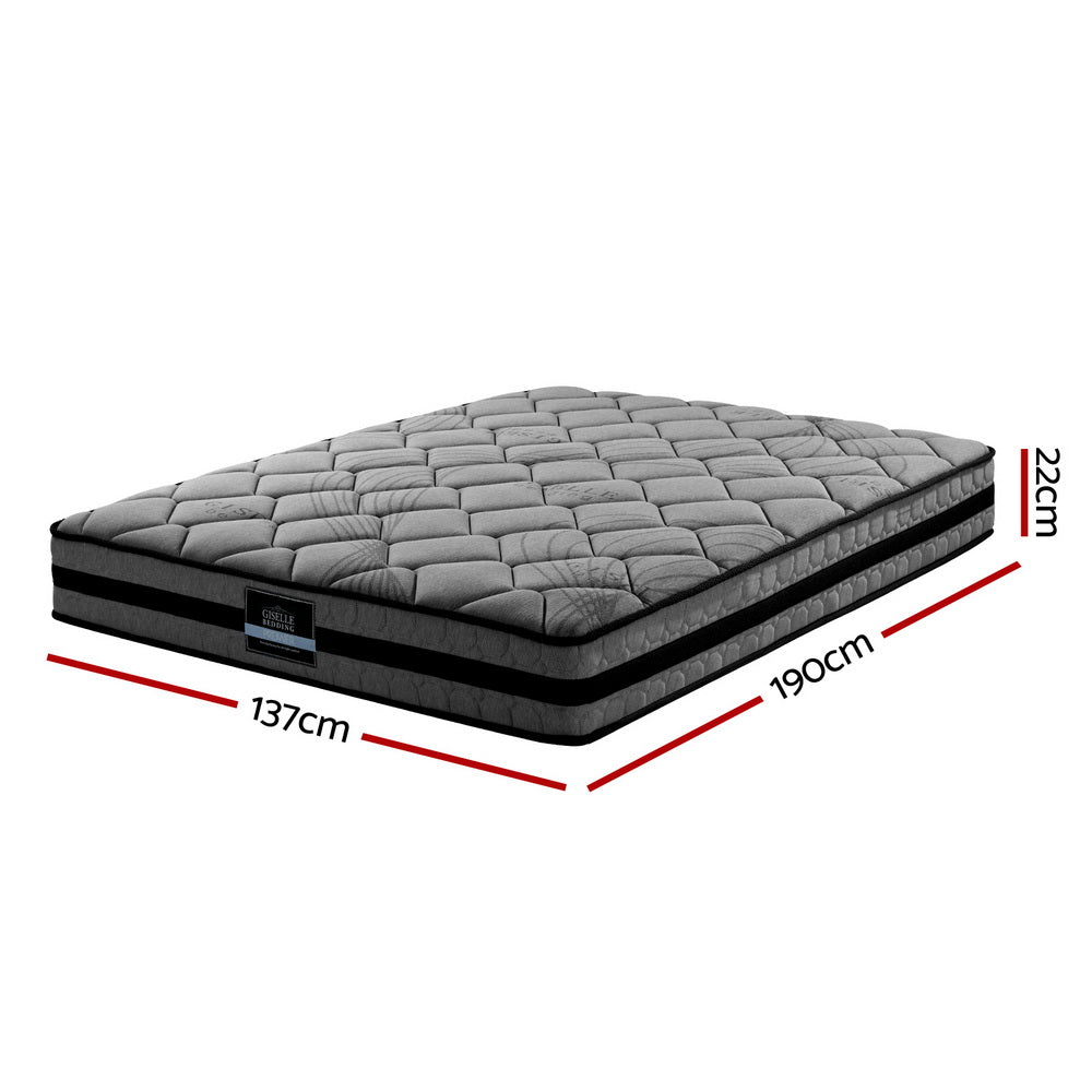 Giselle Bedding Wendell Pocket Spring Mattress 22cm Thick Double-Furniture &gt; Mattresses-PEROZ Accessories