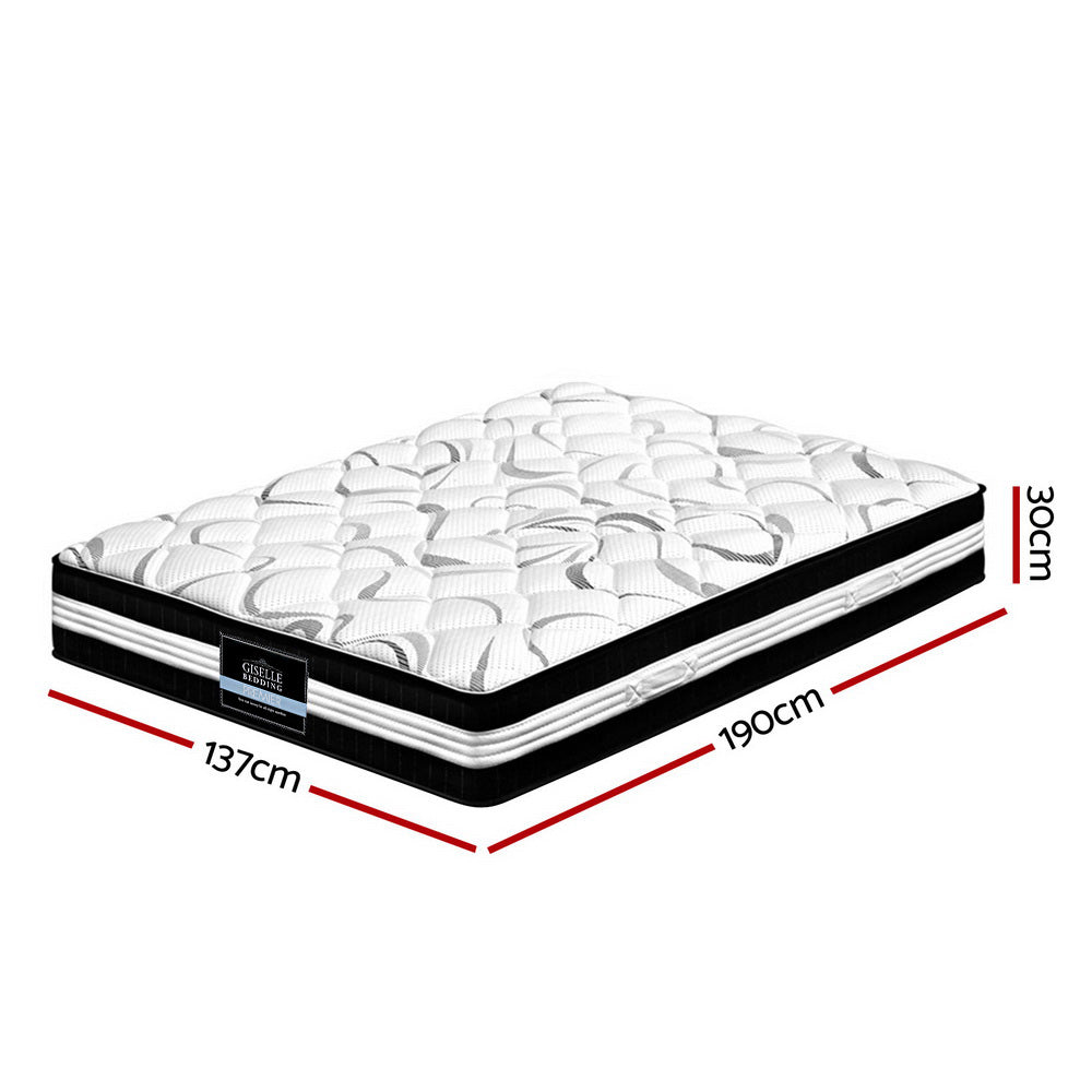 Giselle Bedding Mykonos Euro Top Pocket Spring Mattress 30cm Thick Double-Furniture &gt; Mattresses-PEROZ Accessories