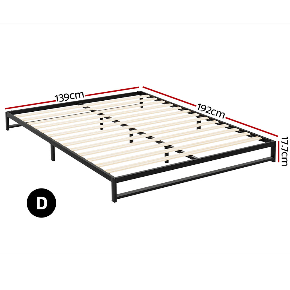 Artiss Metal Bed Frame Double Size Bed Base Mattress Platform Black BERU-Furniture &gt; Bedroom - Peroz Australia - Image - 2